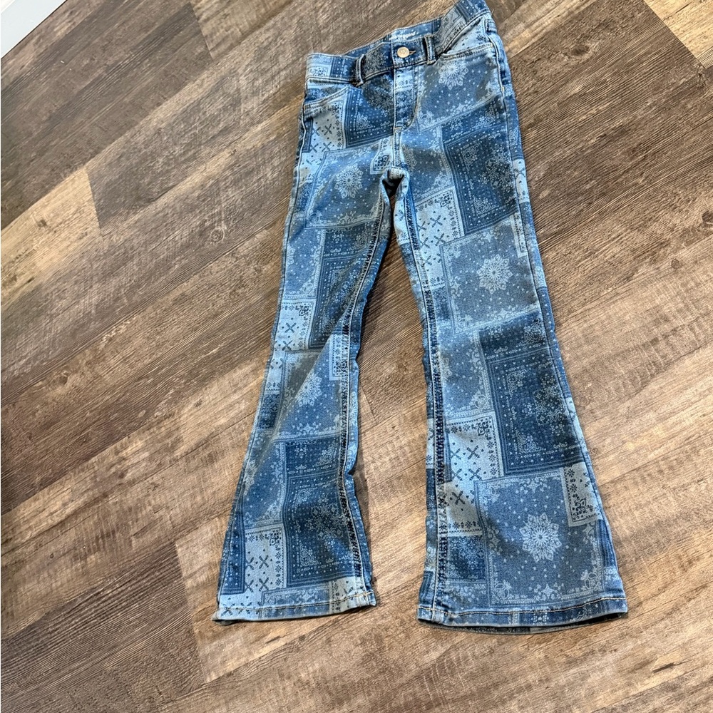 Wonder Nation Blue Bandana-Print Flare Jeans